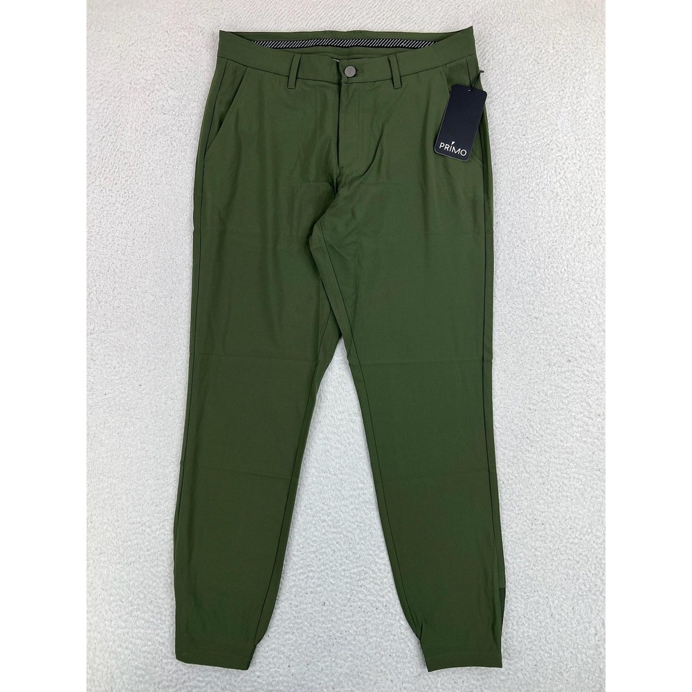 Primo Golf Jogger Pants Mens 32x29 Olive Green Polyester Stretch Zip Cuff NEW